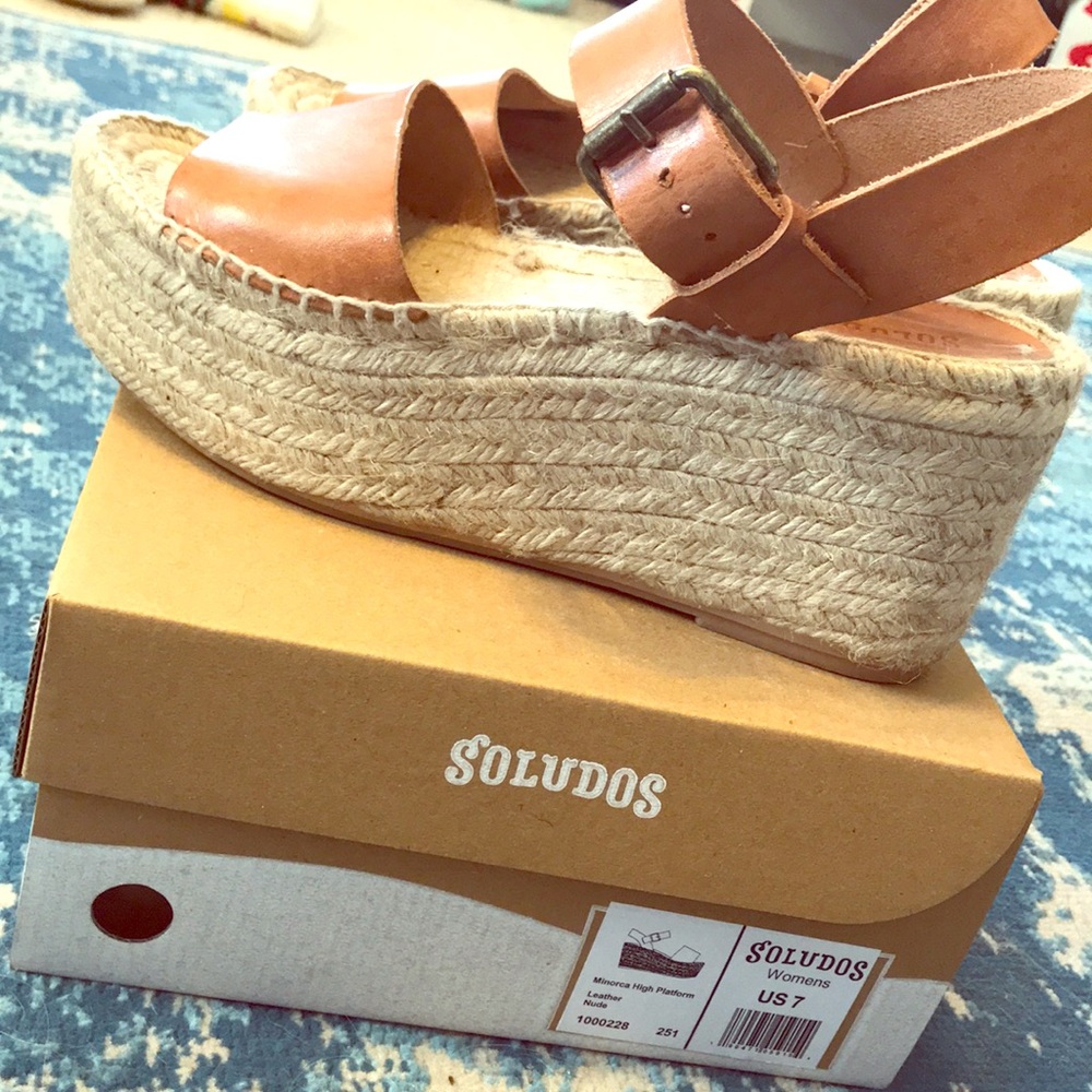 Soludos Minorca High Platform Leather Nude